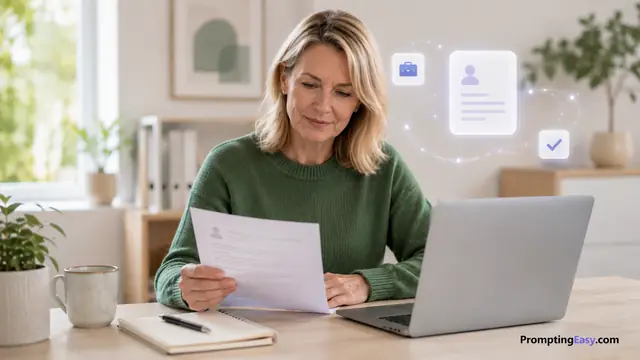 Professional job application workspace with a person preparing career documents on a laptop